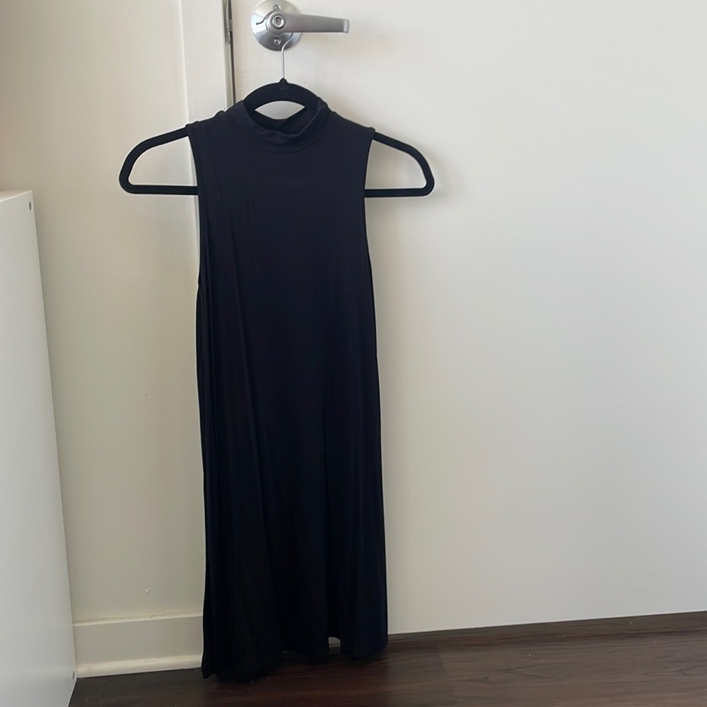 Mock neck black jersey dress Top Shop